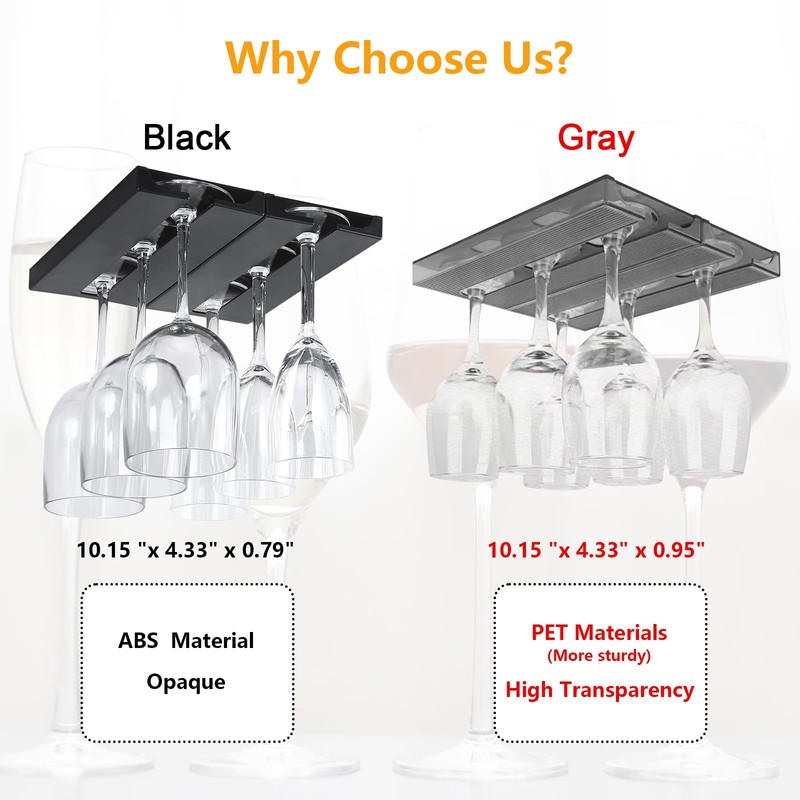 DESONAUT 2 Pcs Wine Glass Holder,Stemware Rack Punch-free Hanging Under