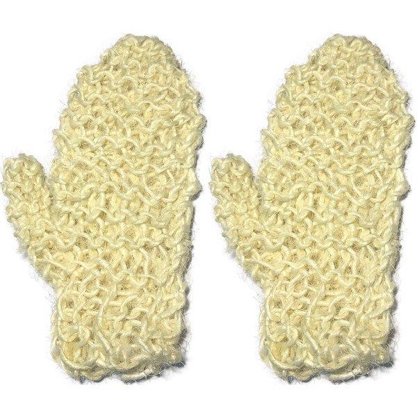 2 PACK 100% Natural Exfoliating Sisal Fiber Loofah Glove Mitt Mitten - Bath Sponge Scrubber Remove Dead Skin - Great for Skin Care in the Bath - Spa or Shower For Human or Pets