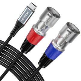 NUOSIYA Dual XLR to USB C Audio Cable 6.6FT, 32Bit/384Khz USB Type C to 2 XLR Male Adapter Stereo Power Amplifier Cable for Connecting Smartphones USB C to Active Speaker, Laptops,Mixer Console
