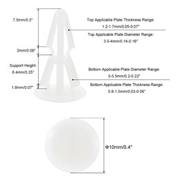 PATIKIL PCB Support Tensioners, Pack of 50, 6.4 mm / 0.25 Inch Support Height PCB Spacers, Insulation Board, Stand Pillar Round Head, Plastic Support, White
