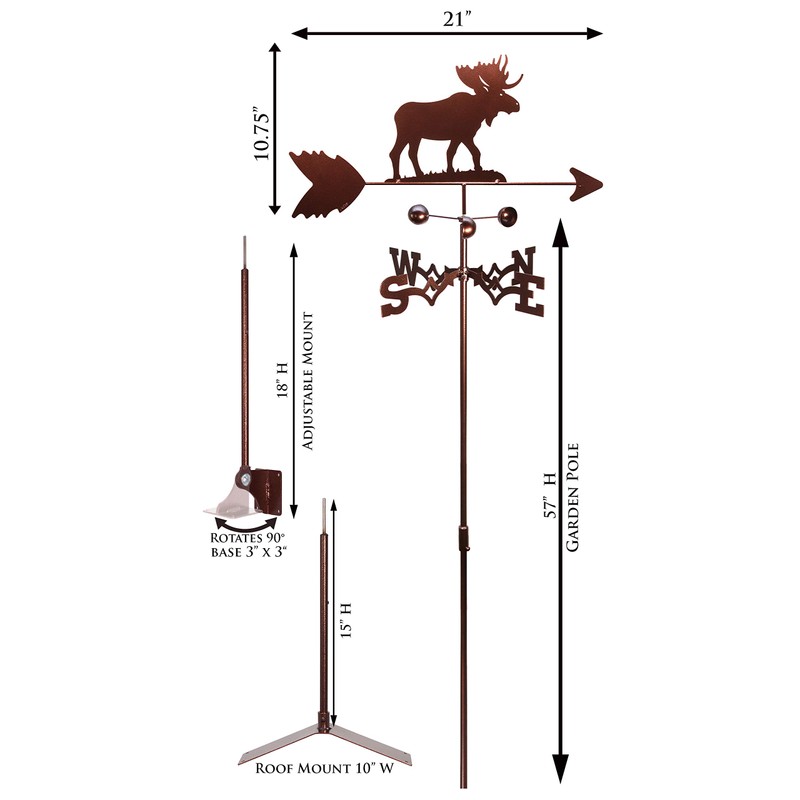 SWEN Products Moose Weathervane (Roof Mount Included)