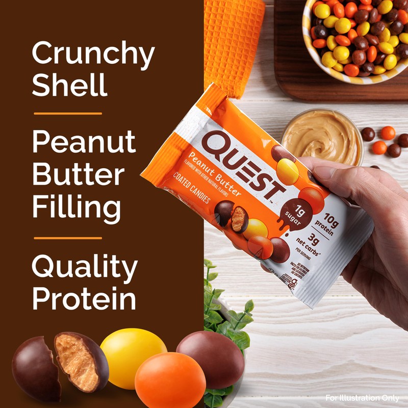 Quest Nutrition Coated Candies, Peanut Butter, 1g Sugar, 10g Protein,