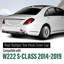 LQI Rear Bumper Tow Hook Cover Cap Primed Compatible with Benz W222 S-Class S400 S450 S500 S550 S550e S560 S600 2014-2019, Not Fit for Cars with AMG/Sport Package 2228850424 Black