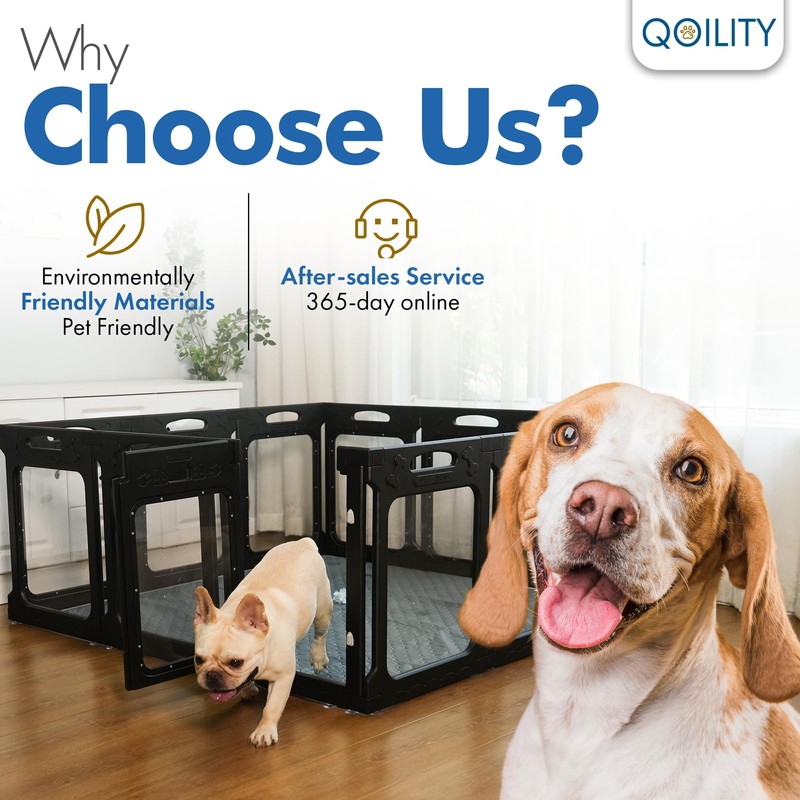Qoility Clear Acrylic Dog Playpen with Door for Puppies &