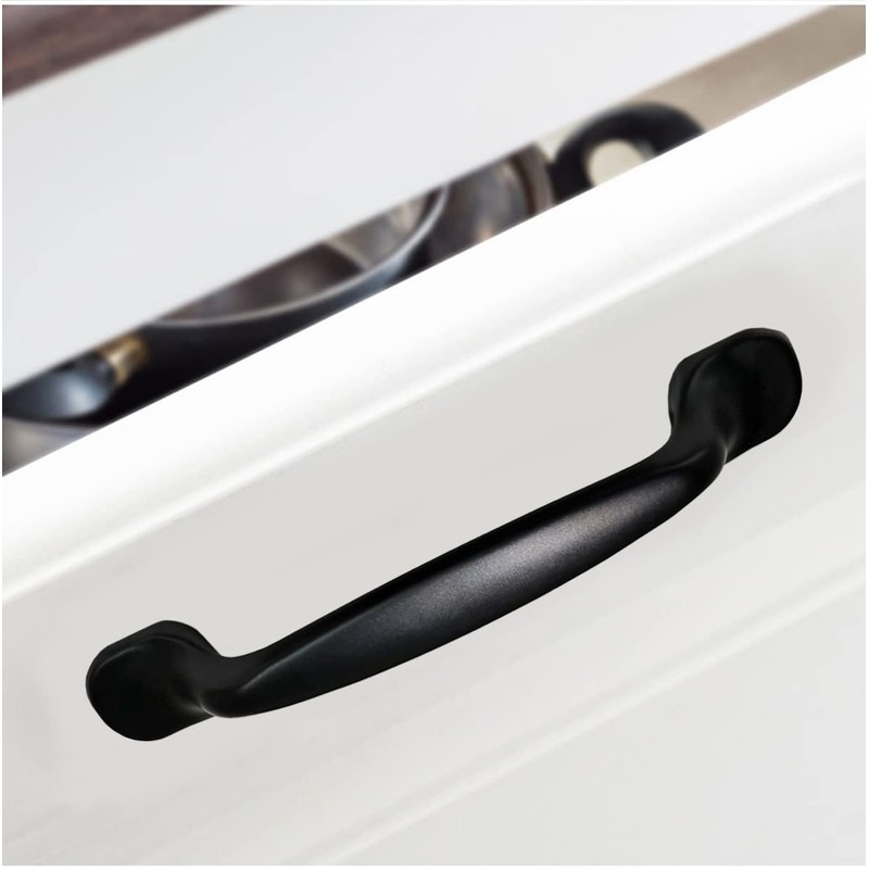 Qrity 20Units Black Aluminum Cabinet Door Drawer Handles Knobs Pull