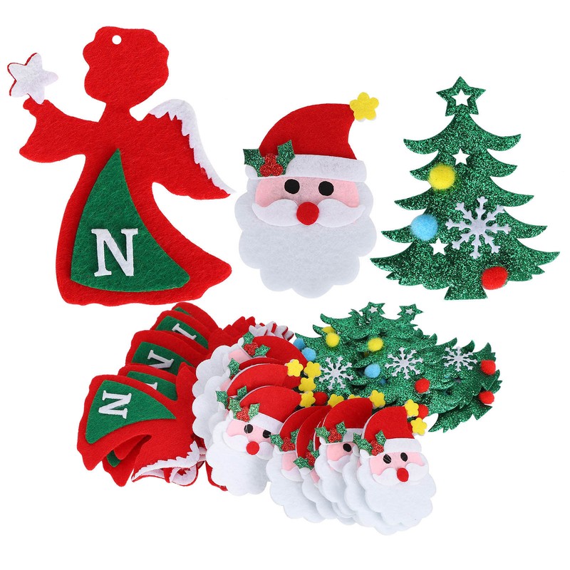 30Pcs Christmas Tree Felt Wall Hanging Door Murals Kids Gifts
