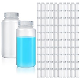 Hoolerry 100 Pcs 16oz 500ml Plastic Sample Bottles Laboratory Grade Polypropylene Wide Mouth Reagent Bottles Clear Liquids Storage Containers with Lids Leak Proof Containers for Lab Classroom