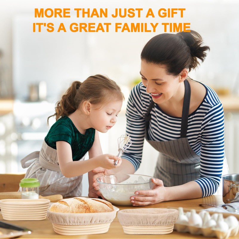 Oval Banneton Bread Proofing Basket Pack of 6, Mini Sourdough