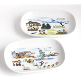 Snoopy Oval Plate New York & Switzerland 2 Pattern Plate 3870059