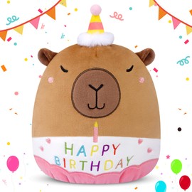 MUFEIRUO Capybara Cuddly Toy, Happy Birthday Capybara Plush, Water Pig Stuffed Toy, Teddy Bears Plush Toy, Stuffed Toy, Cuddly Toy, Birthday Gifts for Children, Boys, Girls