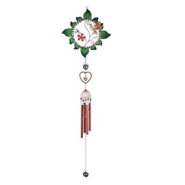 ICE ARMOR 35" Long Hummingbird with Flower Pewter Wind Chime Statue Sculpture Ornament Decoration Garden Decor Ideas for Housewarming, Holidays and Birthdays Great Collectible