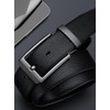 VANNANBA Mens Belts Leather Genuine with Single Prong Buckle Black