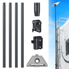RV Ladder Mount Kit for Starlink Mini ,9.75 inch Starlink Mini Flag Pole Mount with Adapter & Adjustable Mounting Kit,Fits 0.98 to 1.25 Inch Round Ladder Rails