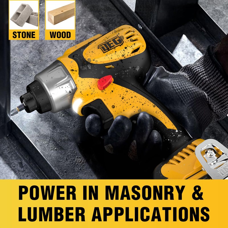 12V Cordless Impact Driver Kit, DEGLASERS 1/4-inch Hex,4 Speed Brushless