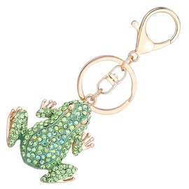 Wincredulous Frog Keychain,Cute Rhinestone Frog Party Gift Keychain for Frogs Lover Women Purse Bag Charms Men Car Key Decor (Green)