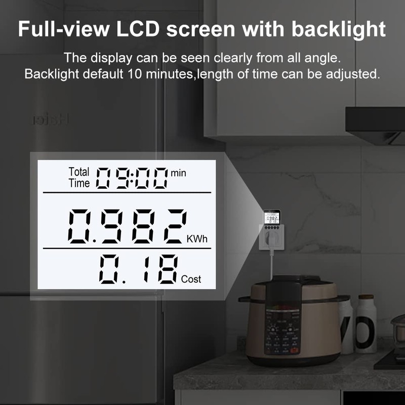 KETOTEK Electricity Usage Monitor with Backlight Power Meter UK Plug