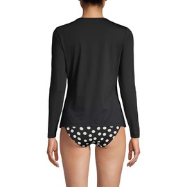 Lands' End Womens Long Sleeve Swim Tee Rash Guard Black Regular X-Large