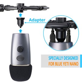 Blue Yeti Nano Shock Mount with Pop Filter, Alloy Microphone Shockmount with Foam Windscreen Reduces Vibration and Shock Noise Matching Boom Arm Mic Stand by YOUSHARES
