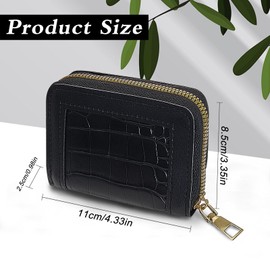 MultiValue Card Holder for Women, Crocodile Grain Business Card Case with Zip, Mini Card Wallet for Shopping, Commuting, Travel, White, Modern