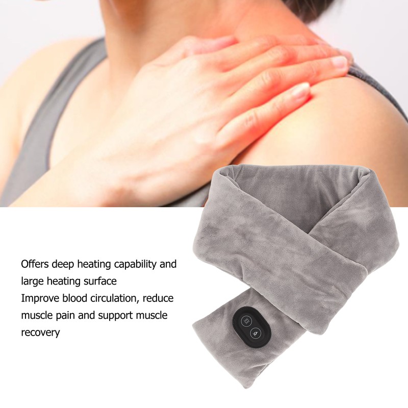 Electric Heated Neck Scarf Vibration Massage Double Sided Velvet Thick