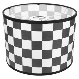 Housoutil Checkered Fabric Lampshade, E27 checkerboard lampshade, Buffalo Plaid Drum Lampshade, Black and White Checkered Drum Lamp Shade for Chandeliers Light Floor Light Table Lamp