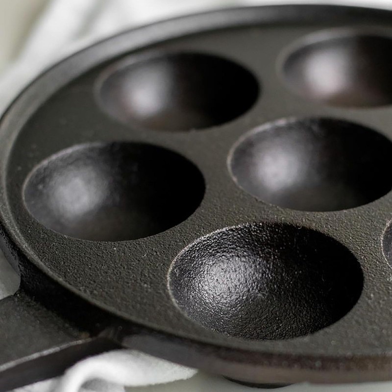 WUWEOT Cast Iron Aebleskiver Pan, 2" Ebelskiver Pan Banh Khot