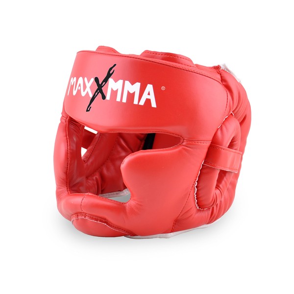 MaxxMMA Full Coverage Headgear (Red) Boxing MMA Training Kickboxing Sparring Karate Taekwondo