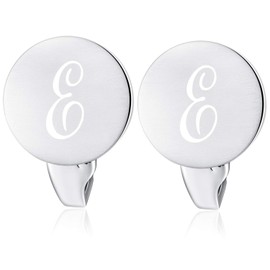HONEY BEAR Letters Initials Letter Cufflinks Men's Stainless Steel Wedding Cufflinks Cuff Links Brushed Silver, Reusable, silver