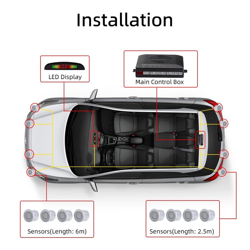 Parking Aid with 8 Front Rear Parking Sensors with Buzzer