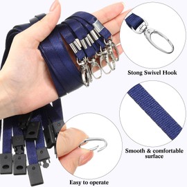 Harloon 150 Pcs Lanyards Breakaway Bulk Neck Flat Lanyard with Detachable Buckle and Clip Swivel Hooks for Badge Holder(Navy Blue)