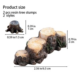 2Pcs Miniature Resin Stump Micro Landscape Fairy Garden Ornament Mini Doll House Outdoor Landscape Decor Outdoor Statues Garden Sculptures for Home and Terrarium Resin Figurines Decor 2 Style