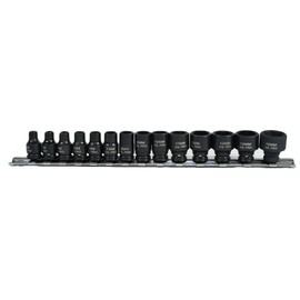 1/4" Drive Metric Shallow Impact Sockets 6 Sided 14pc 4mm - 15mm U S Pro