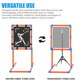 Baseball Strike Zone Target - Interchangeable Transparent Or Fabric Targets,Sturdy PVC Frame, Adjustable Tripod Stand, Ideal for Plastic Balls Training and Games