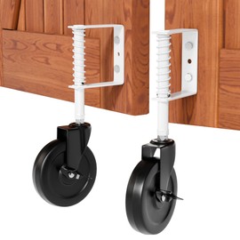 DURIGID 5” Spring Loaded Gate Caster with Side Foot Break Heavy Duty Gate Wheels for Wooden, Vinyl and Metal Gates, 360° Swivel, Ideal for Outdoor Fence Gates, 200 Lbs Capacity, 2 Pcs, White