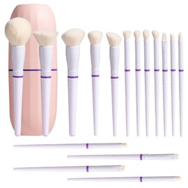 BS-MALL Travel Makeup Brushes – Professional and Durable 16-piece Se tDetachable Rotating Handles, Eco-Friendly Design, Comes with Storage Barrel(white Travel Case)