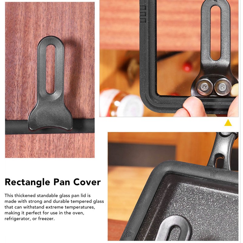 Rectangle Glass Pot Cover Thickened Standable Visible Silicone Rectangle Pan