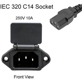 Greluma Pack of 5 C14 Plug Adaptor Switch Panel Installation AC 250 V 10 A 3-Pin IEC Input Module Socket with Cover