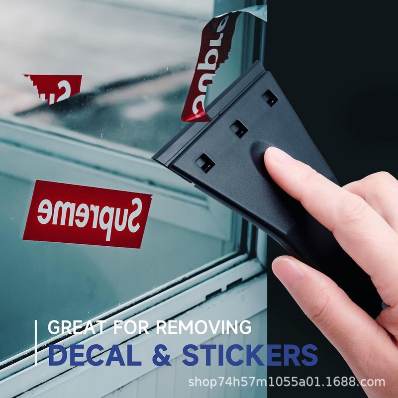 Black Glass Scraper, 3.1" x 5.7" Window Scraper, Ceramic Hob