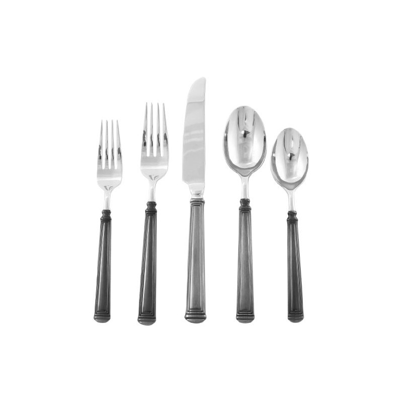 Hampton Forge Argent Emma Gunmetal 5-Piece Flatware Place Setting,