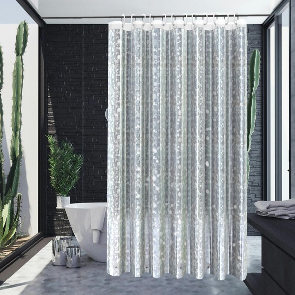 KAMEUN Shower Curtain Anti-Mould with 5 Weight Magnets Bottom, Transparent