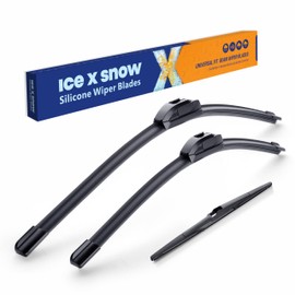ICEXSNOW® Silicone Windshield Wiper Blades Replacement for 2013-2016 Mazda CX-5/2007-2012 Hyundai Santa Fe (Pack of 3) Automotive Replacement Windshield Wiper Blades, 24"+18"+14"(A)