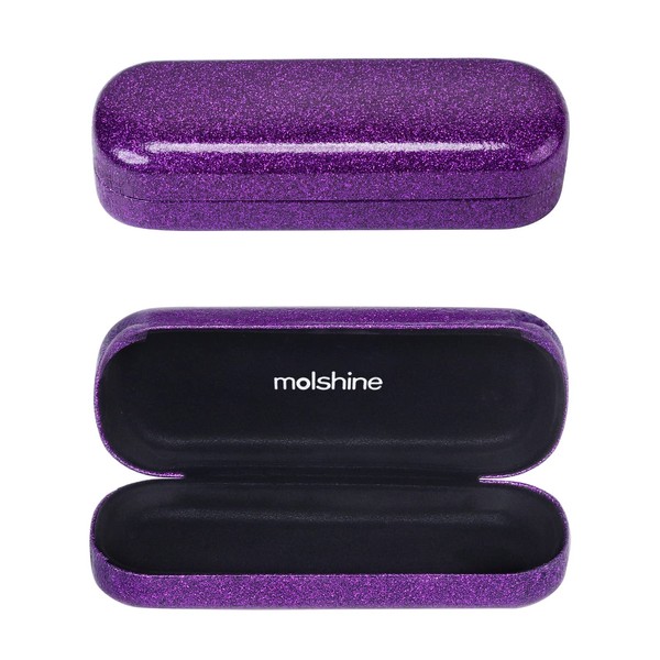 molshine Bling Hard Shell Glasses Case,Portable Sparkling Shiny Eyeglass Case