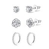 3 Pairs 925 Sterling Silver Earrings for Women Girls Small