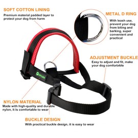 Nylon Dog Muzzle for Small,Medium,Large Dogs Prevent from Biting,Barking and Chewing,Adjustable Loop(XXL/Red)