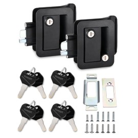 Engineering Plastic Camper Door Lock, RV Door Lock Replacement, Fit 3.65" x 2.95" Hole, for Motorhome,RV Camper,Entrance Front Door, 2 Lock+8 Key Aliked