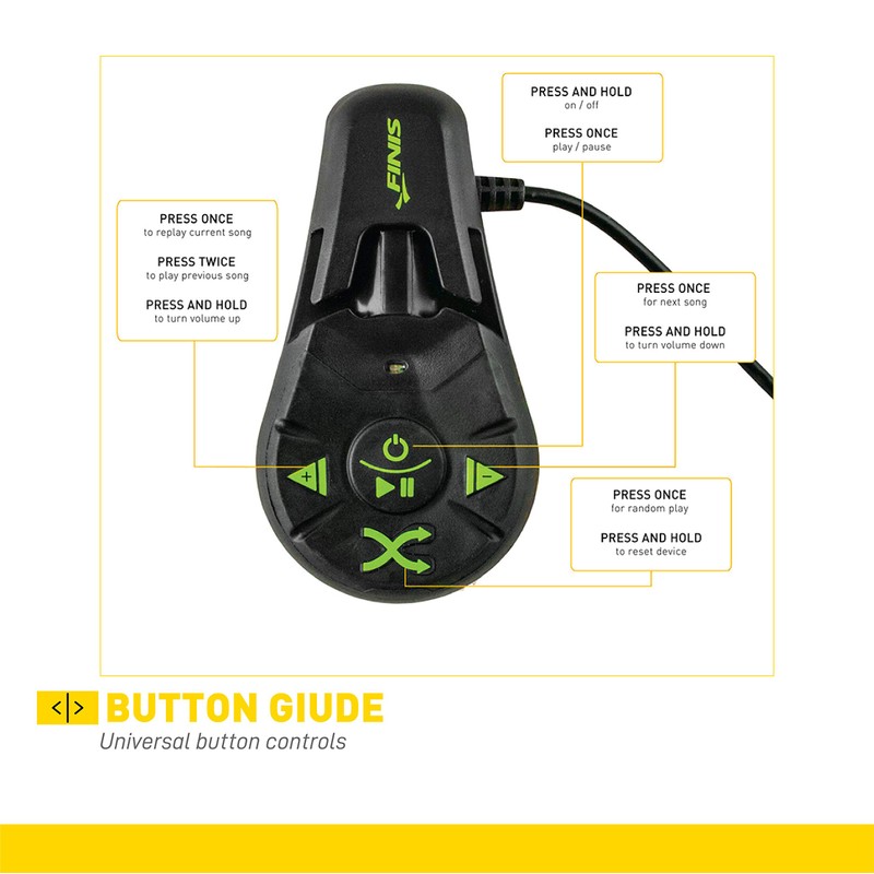 Finis Duo Underwater Bone Conduction MP3 Player,Black/Acid Green