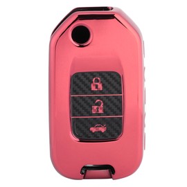 Carbon Fiber Style Folding Car Key Fob Cover Protective Case Fit for Honda XRV CRV 13-18Rose Gold
