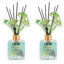 PEANÄK Set of 2 - Eucalyptus Mint Fragrance Oils - Reed diffusers 6.7oz (200ml) 2 Pack of Long Lasting Scents for Home & Office,Living Room & Bathroom Shelf Decor and Gifts