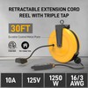 30Ft Retractable Extension Cord Reel, Ceiling/Wall Mount 16/3 Gauge SJTW