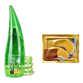 Gel Aloe Vera Vitamina E Antiacné 125ml + Parche Ojeras 24k Todo Tipo De Piel Día/noche